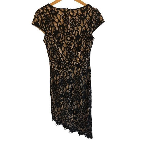 Lulus Black Crochet Lace V Neck Bodycon Style Midi Dress Size S - Picture 2 of 7